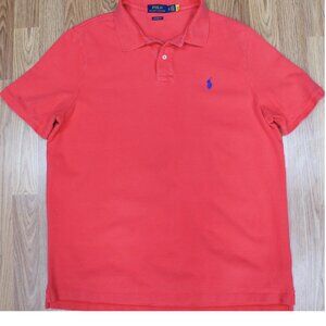 POLO RALPH LAUREN CLASSIC FIT 100% COTTON PIQUE KNIT SHIRT CORAL RED X-LARGE, XL